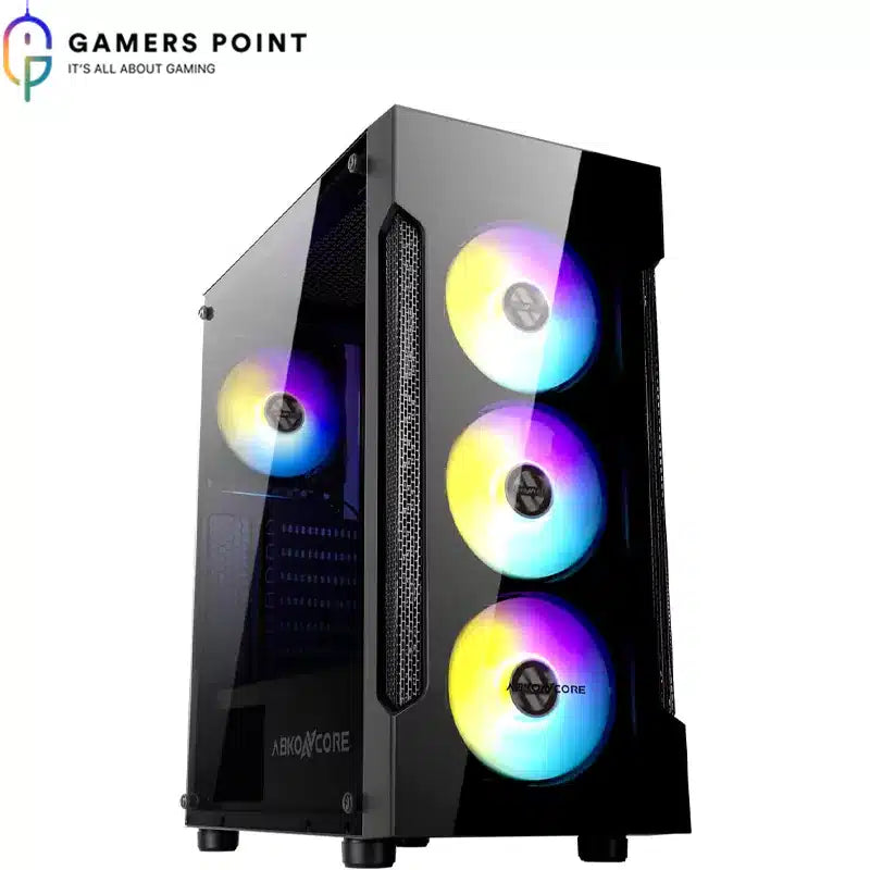 RGB Tower Case Black ABKONCORE T250 RGB Mid PC CASE Gamers Point 45.000