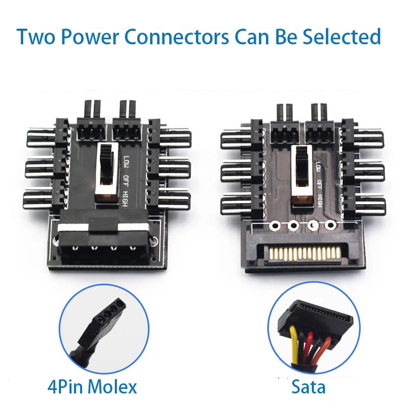 1 to 8 3Pin Fan Hub Pwm Sata Molex Splitter PC Mining Cable 12V Power Suppply Cooler Cooling Speed Controller 4PIN Adapter - BAHRAIN OULLX CONNECTOR Gamers Point
