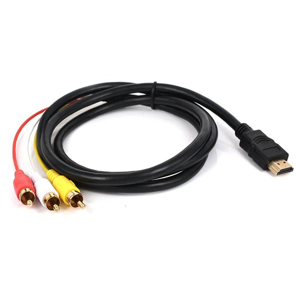 1080P HDMI-compatible to 3 RCA Video Audio AV Cord Converter Adapter 3RCA Stereo Converter Component For TV Set-Box DV DVD 1.5m - BAHRAIN CABLE Gamers Point 8.000