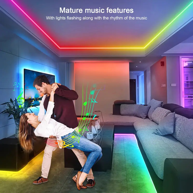 LED Light With ICRGB, TV Background Light, With APP And 3-key Controller, DIY Multi-mode Dimming, Music Synchronization, Suitable For Creating Atmosphere On PC, TV, Bedroom, Dining Room, Living Room, Gaming Room, Bar, Party, Etc.Including 99.97cm-10.0mete Smart Lighting Gamers Point 5.000