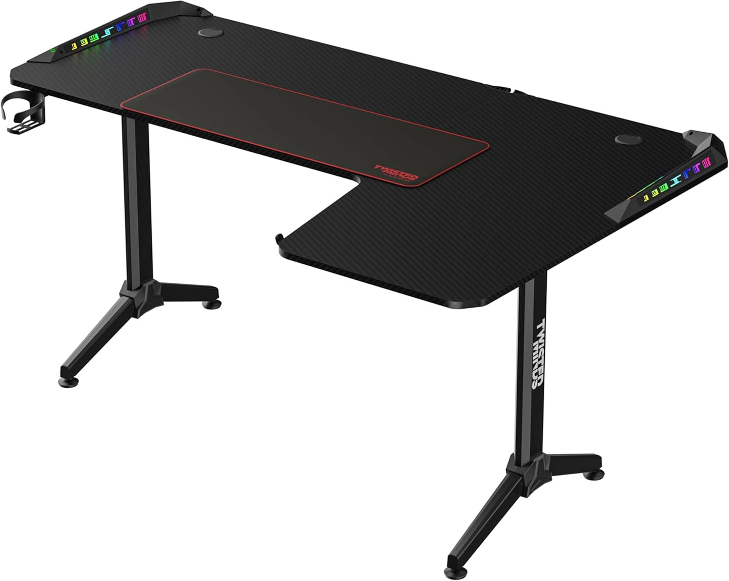 Twisted Minds WARRIOR L Shaped Gaming Desk RGB Right Black - TM-Y-RB-RGB GPC TwistedMinds desk Gamers Point