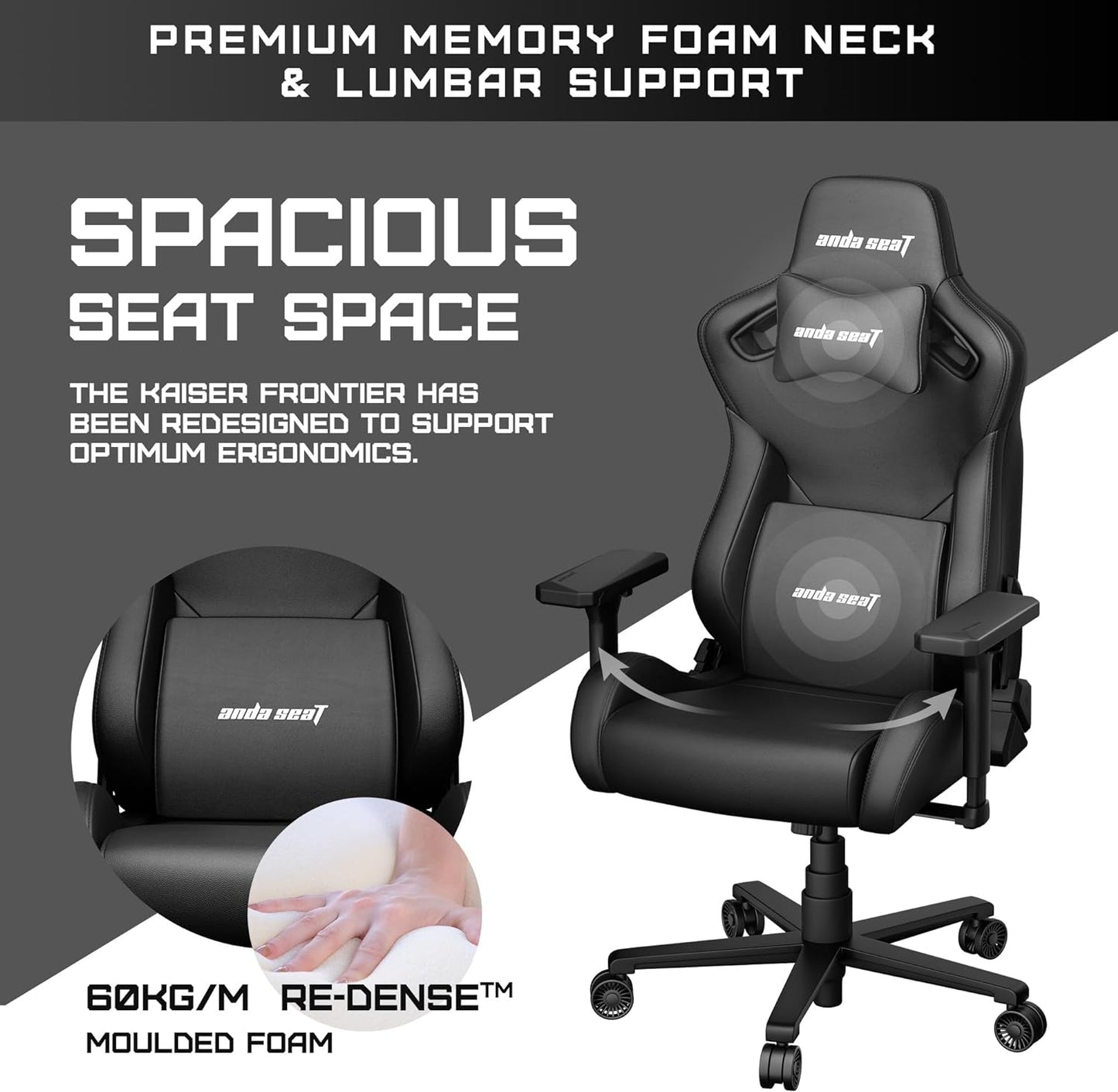 Anda Seat Kaiser Frontier Black Leather Gaming Chair - XL Premium ANDA Chair Gamers Point
