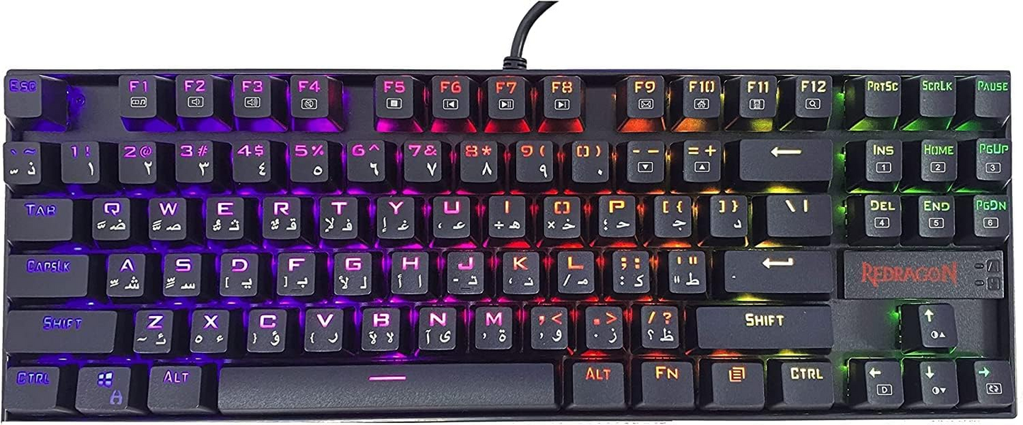 Redragon K552 Kumara 87-Keys Mechanical Gaming Keyboard, Red Key Switches, Anti-Ghosting Keys, Free N-Key Rollover, ABS Material, Wired Connectivity, English Keyboard Layout, Black | K552RGB-1-RED Redragon Keyboards Gamers Point