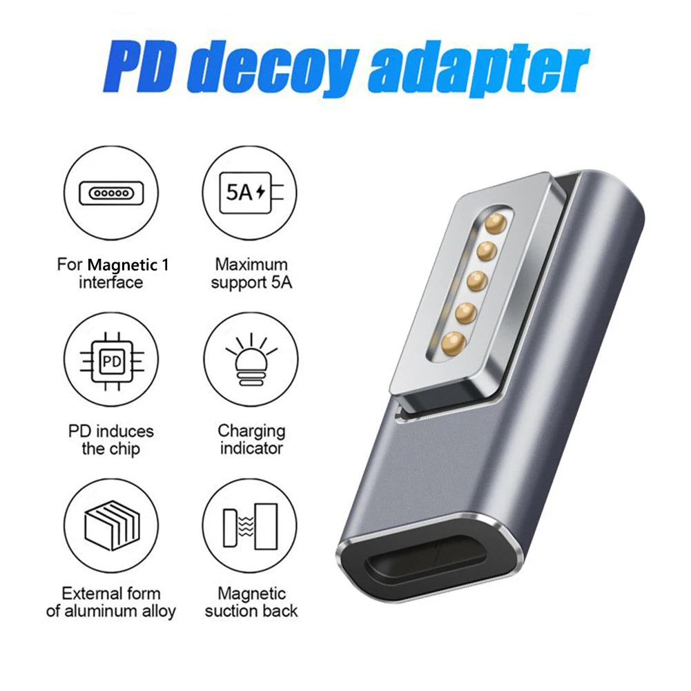 DC5521 PD Type-C Female to Magnetic Adapter for Macbook Air/Pro Fast Charging Plug Converter for Apple Magsafe 1 Magsafe 2 - BAHRAIN CONNECTOR Gamers Point 5.000