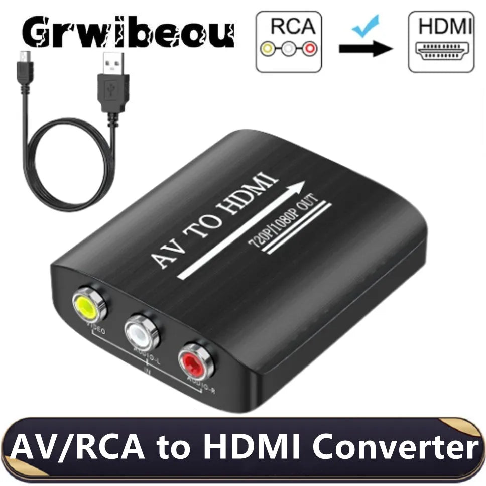 HD 1080P AV to HDMI RCA To HDMI Composite Adapter Converter With USB Cable CVBS AV Adapter For N64 Wii PS1/2/3 Xbox One SNES etc - connector Gamers Point 7.000