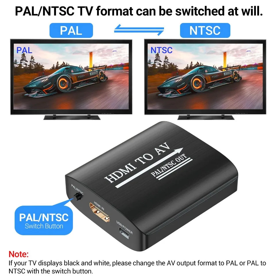 HDMI to AV RCA CVSB L/R Video Adapter Box Support NTSC PAL Output 1080P RCA AV to HDMI Converter Box HD Video Composite Adapter - BAHRAIN CONNECTOR Gamers Point 5.000