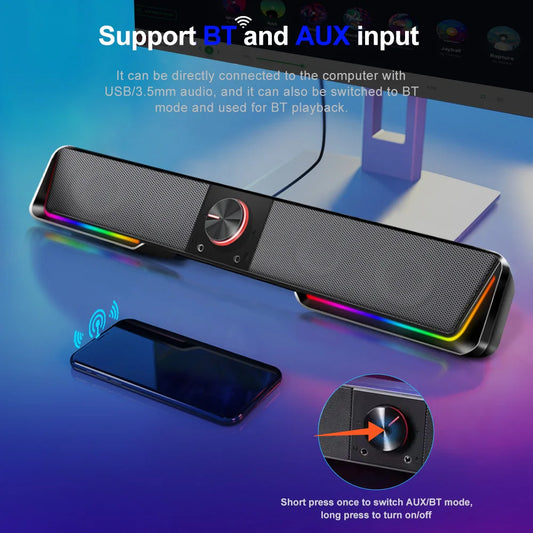 REDRAGON GS570 Darknets Support Bluetooth Wireless aux 3.5 surround RGB speakers column sound bar for computer PC loudspeakers - bahrain Redragon speakers Gamers Point