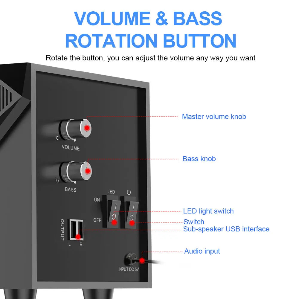 REDRAGON Toccata GS700 gaming speakers aux 3.5mm stereo surround music RGB 2.1 heavy bass sound bar for computer PC loudspeakers - bahrain Redragon Computer Speakers Gamers Point