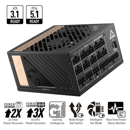 MSI MEG Ai1300P PCIE5 1300W Platinum Fully Modular PSU