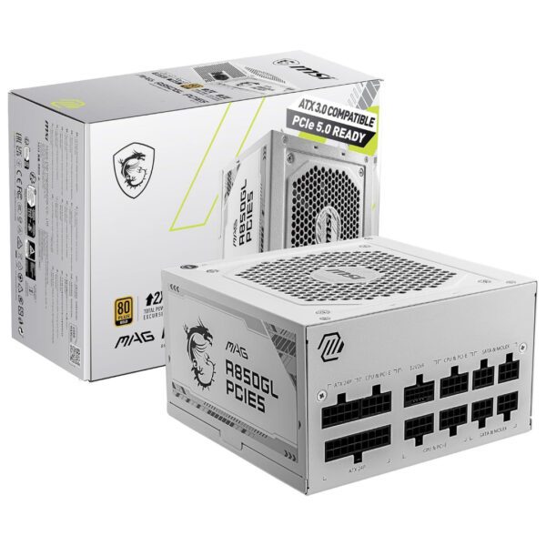 MSI MAG A850GL PCIE5 850W 80+ PSU - White - BAHRAIN Power Supply (PSU) Gamers Point 69.000