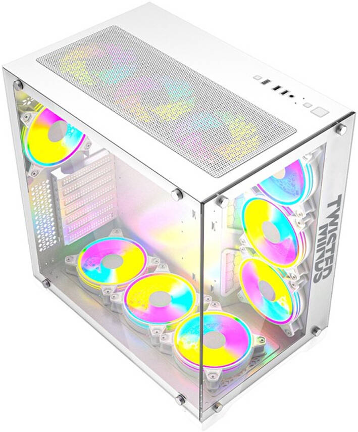 Twisted Minds Bullet-07 Mid Tempered Glass Mid Tower ATX Gaming PC Case, Pre Installed 4x 120mm ARGB Fans, Up to 360mm AIO, 3.5″ HDD* 2+2.5″ SSD* 2 Dr Twisted Minds case Gamers Point