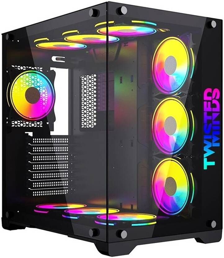 Twisted Minds Bullet-07 Mid Tempered Glass Mid Tower ATX Gaming PC Case, Pre Installed 4x 120mm ARGB Fans, Up to 360mm AIO, 3.5″ HDD* 2 + 2.5″ SSD* 2 Twisted Minds case Gamers Point