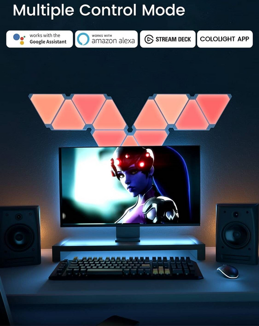 Lifesmart Cololight Triangle Light Kit, Screen-Sync Lighting, Wi-Fi 2.4GHz Connectivity, 16 Million Colors, USB Type-A Interface, 6 Panels Kit | LS165A6 LifeSmart Cololight Triangle Light Kit  Gamers Point