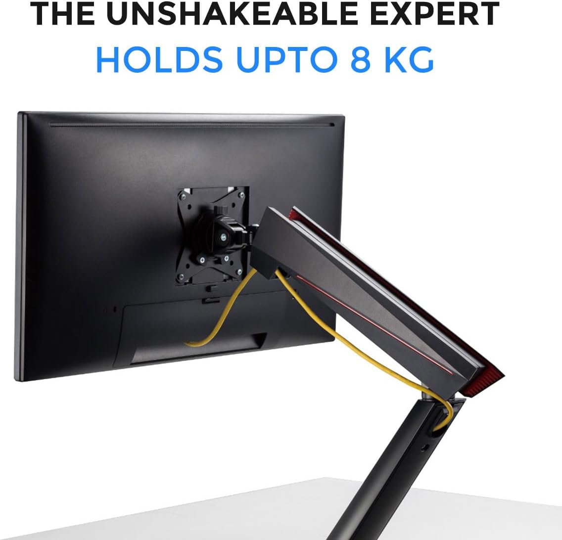 Twisted Minds 17"-32" Single Monitor Pro Gaming Rgb Desk Mount - AdJustable Die-Cast Aluminum Gas Spring With Usb 3.0- Vesa/C-Clamp/Grommet/Cable Management Twisted Minds Twisted Mind Single RGB Monitor Mount  Gamers Point