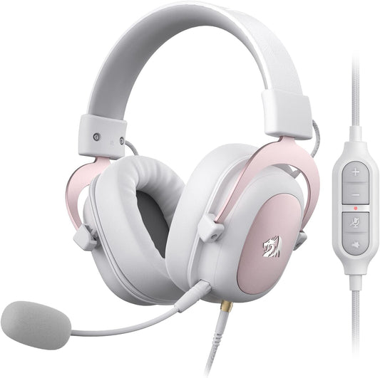 Redragon H510 Zeus White Wired Gaming Headset - 7.1 Surround Sound - Memory Foam Ear Pads - 53MM Drivers - Detachable Microphone - Multi Platforms for PC, PS4/3 & Xbox One/Series X, NS Redragon Headsets  Gamers Point