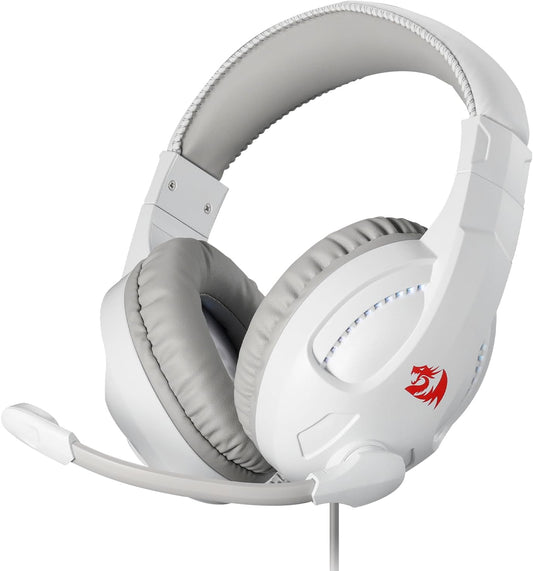 Redragon H211 Cronus White Wired Gaming Headset, Stereo Surround Sound, Noise-Canceling Microphone, Dynamic RGB Backlight, 40 mm Drivers, Over-Ear Headphones Works for PC/PS5/XBOX/NS Redragon Headsets  Gamers Point