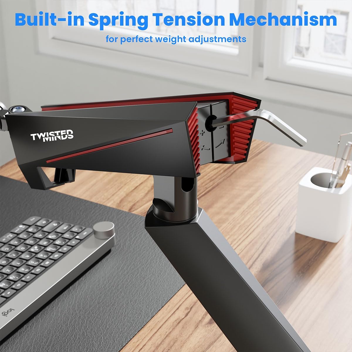 Twisted Minds 17"-32" Single Monitor Pro Gaming Rgb Desk Mount - AdJustable Die-Cast Aluminum Gas Spring With Usb 3.0- Vesa/C-Clamp/Grommet/Cable Management Twisted Minds Twisted Mind Single RGB Monitor Mount  Gamers Point