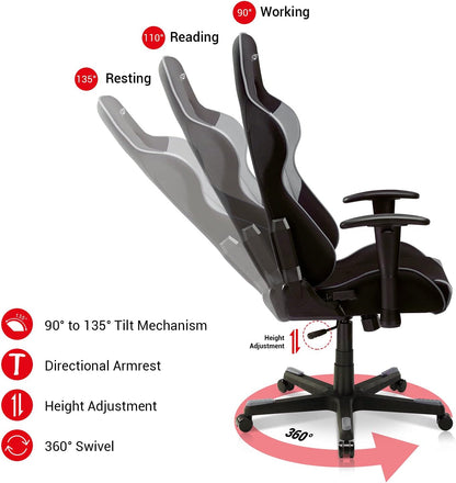 DXRacer Formula Series PC Gaming Chairs Seat Height Adjustable Recliner with Ergonomic Head Pillow and Lumbar Support Black & BlueGC-F101-NB-D3 Dxracer Chair  Gamers Point