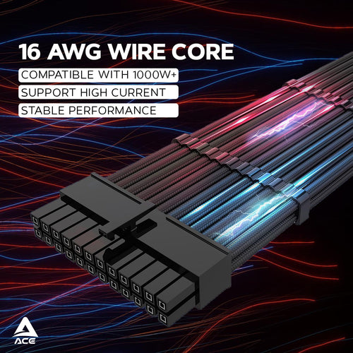 ACE Sleeved PSU Extension Cable Kit 24-pin 12VHPWR 30cm
