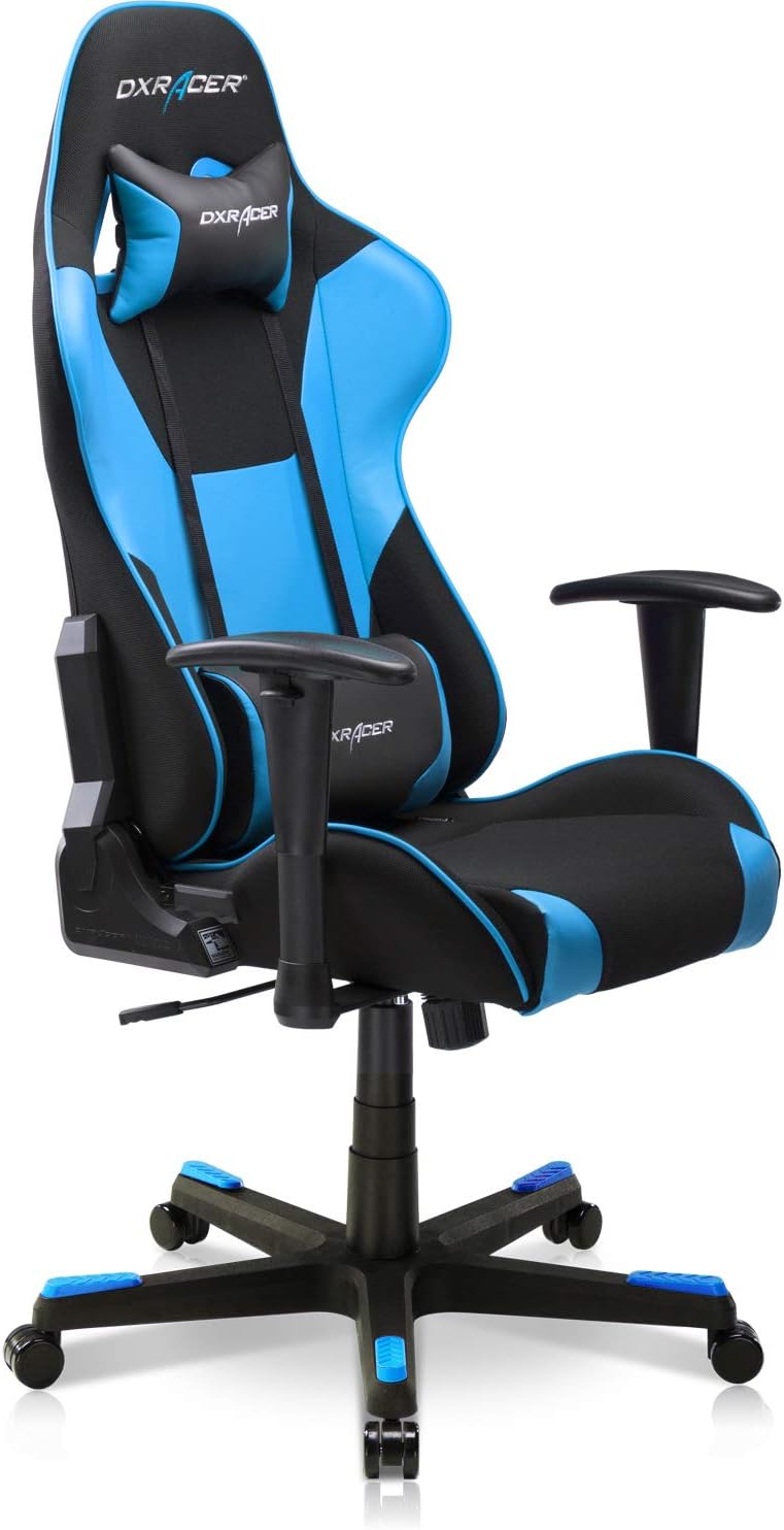 DXRacer Formula Series PC Gaming Chairs Seat Height Adjustable Recliner with Ergonomic Head Pillow and Lumbar Support Black & BlueGC-F101-NB-D3 Dxracer Chair  Gamers Point