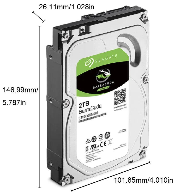 Seagate 2TB Hard Drive Disk HDD Desktop Internal HD 2000GB Harddisk 7200RPM 256M Cache 3.5" 6Gb/s Cache SATA III for PC Computer