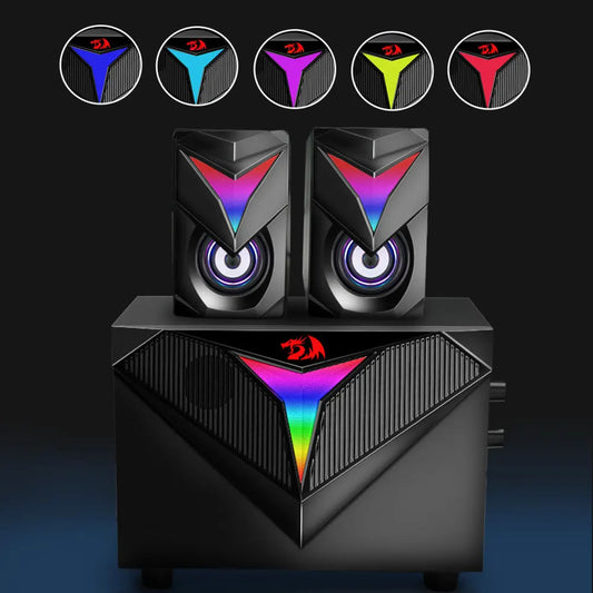 REDRAGON Toccata GS700 gaming speakers aux 3.5mm stereo surround music RGB 2.1 heavy bass sound bar for computer PC loudspeakers - bahrain Redragon Computer Speakers  Gamers Point