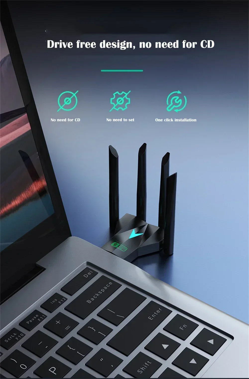 WIFI 1300Mbps Dual-Band USB 3.0 Wi-Fi Adapter (4 Antennas) | Gamers Point Bahrain 1300