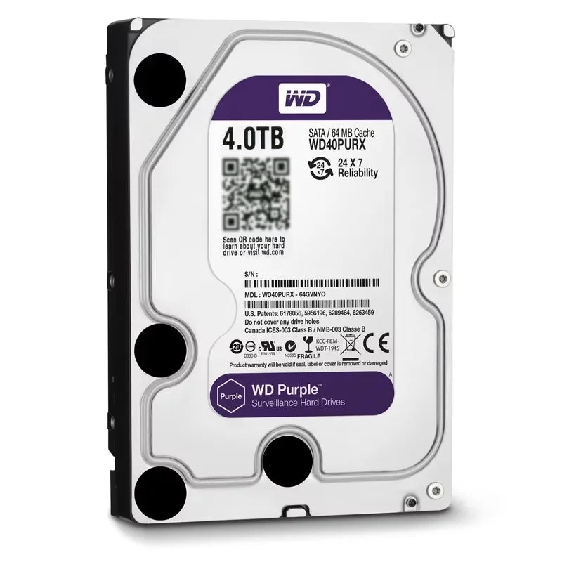WD Purple 4TB Surveillance Internal Hard Drive Disk 3.5" 64M Cache SATA III 6Gb/s 500GB 1TB 2TB 3TB HDD HD Harddisk for CCTV DVR