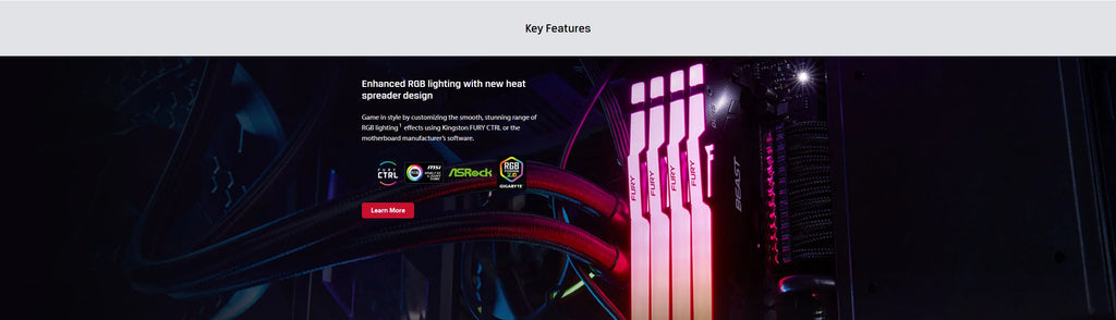 Kingston FURY Beast RGB DDR5 RAM 8GB 16GB 32GB 5200 5600 6000 6400 6800MHz Desktop AMD Intel CPU Motherboard Memory 288 PIN 1.1V