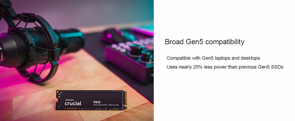 Crucial P510 1TB 2TBGen5 NVMe SSD,PCIe 5.0 M.2 2280 SSD, Internal Solid State Drive, Compatible with Laptop, Desktop(OEM Pack)