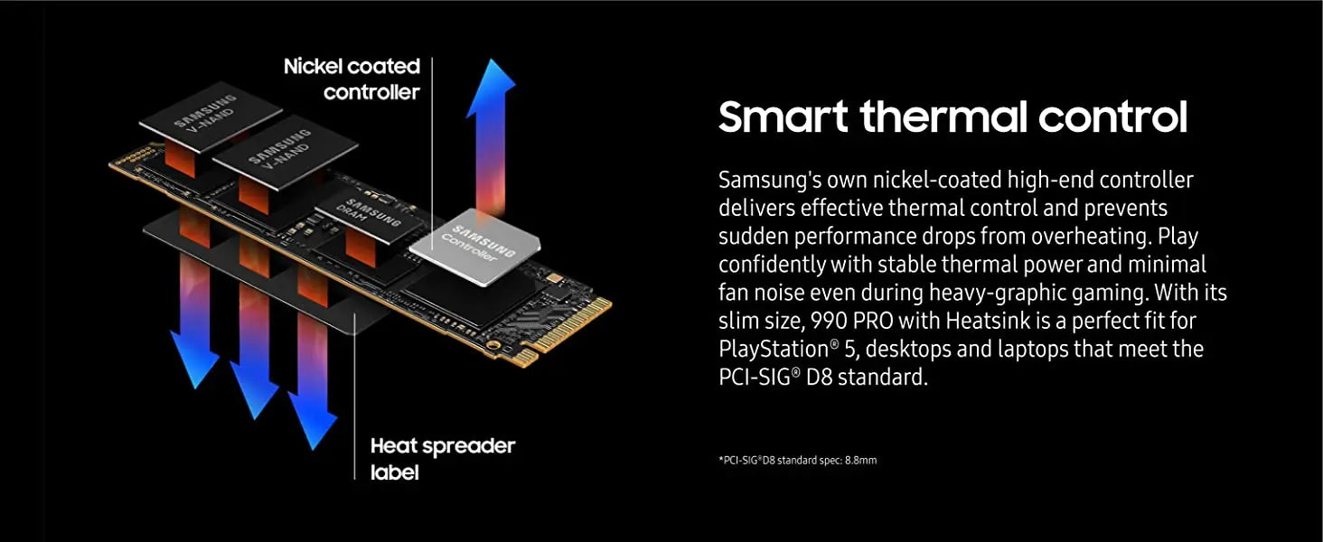 SAMSUNG 990 PRO SSD 4TB PCIe 4.0 M.2 2280 Internal Solid State Hard Drive for High End Computing Gaming Heavy Duty Workstation