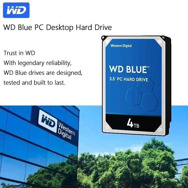Western Digital WD BLUE 4TB 6TB 3.5" Hard Drive Disk SATA III 5400 RPM 500GB 1T 2TB HD Hard disk For Monitoring Desktop Computer