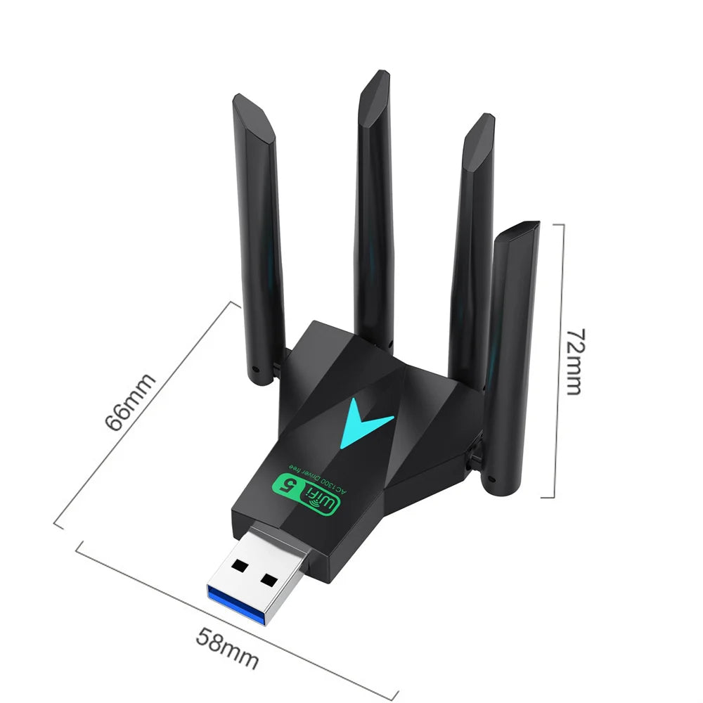 WIFI 1300Mbps Dual-Band USB 3.0 Wi-Fi Adapter (4 Antennas) | Gamers Point Bahrain 1300