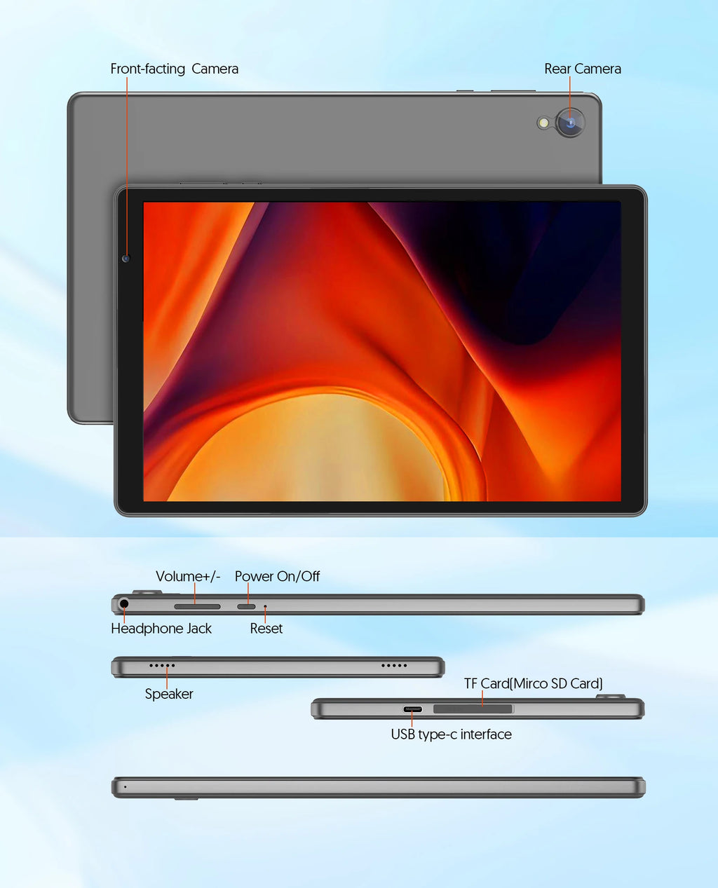 Latest Android 14 Tablet, 10-inch Tablet, Quad-core Processor, 5G WiFi, 4GB ROM + 32GB RAM, 1280*800 Resolution, 6000mAh Battery