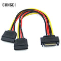 SATA Power Y Splitter Cable 15 Pin SATA Male to Dual 15 Pin Female Power Cable 20CM Sata Extension Cord For HDD SSD Hard Disk - BAHRAIN congdi CABLE  Gamers Point