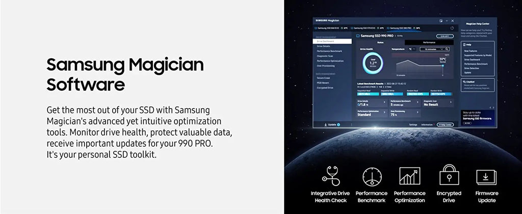 SAMSUNG 990 PRO SSD 4TB PCIe 4.0 M.2 2280 Internal Solid State Hard Drive for High End Computing Gaming Heavy Duty Workstation