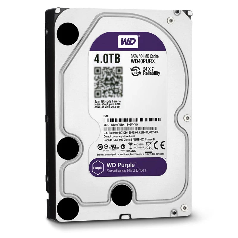 WD Purple 4TB Surveillance Internal Hard Drive Disk 3.5" 64M Cache SATA III 6Gb/s 500GB 1TB 2TB 3TB HDD HD Harddisk for CCTV DVR