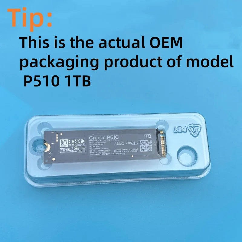 Crucial P510 1TB Gen5 NVMe SSD, Up to 11,000 MB/s PCIe 5.0 M.2 2280 Internal Solid State Drive, for Laptop/ Desktop,OEM package