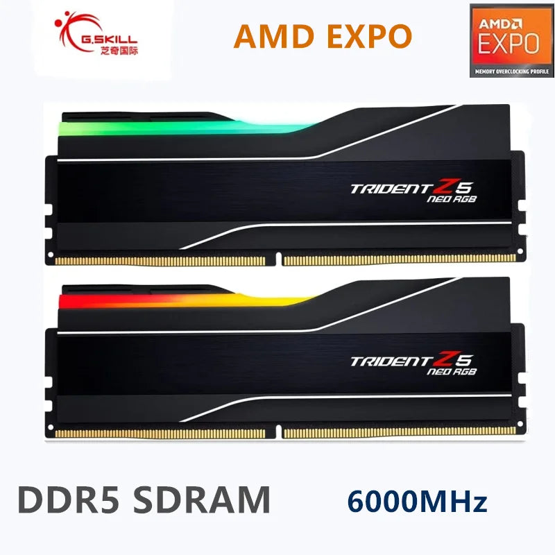 G.Skill DDR5 Trident Z5 NEO RGB Series (16GBx2 )/ (24GBx2)/(32GBx2)Ram 288-Pin SDRAM 6000MHz (AMD Expo) Dual Channel Desktop RAM