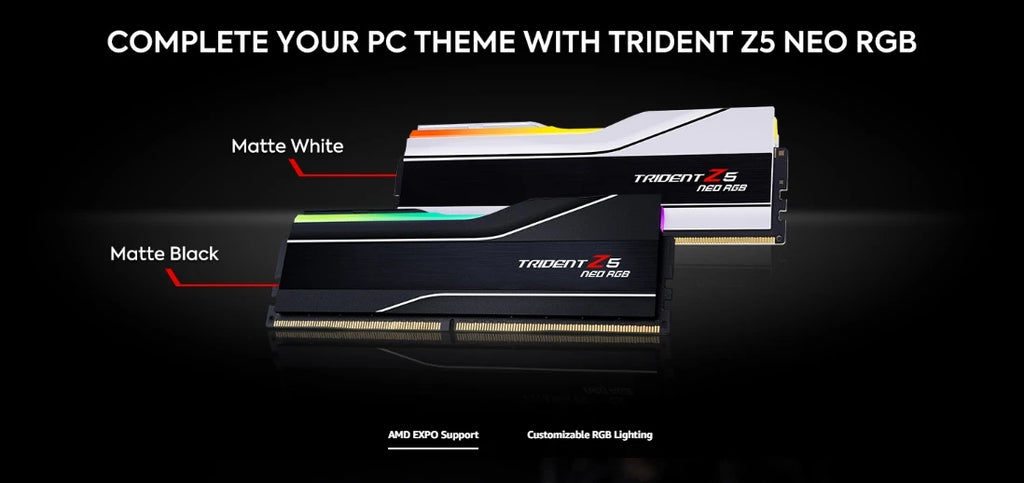 G.Skill DDR5 Trident Z5 NEO RGB Series (16GBx2 )/ (24GBx2)/(32GBx2)Ram 288-Pin SDRAM 6000MHz (AMD Expo) Dual Channel Desktop RAM