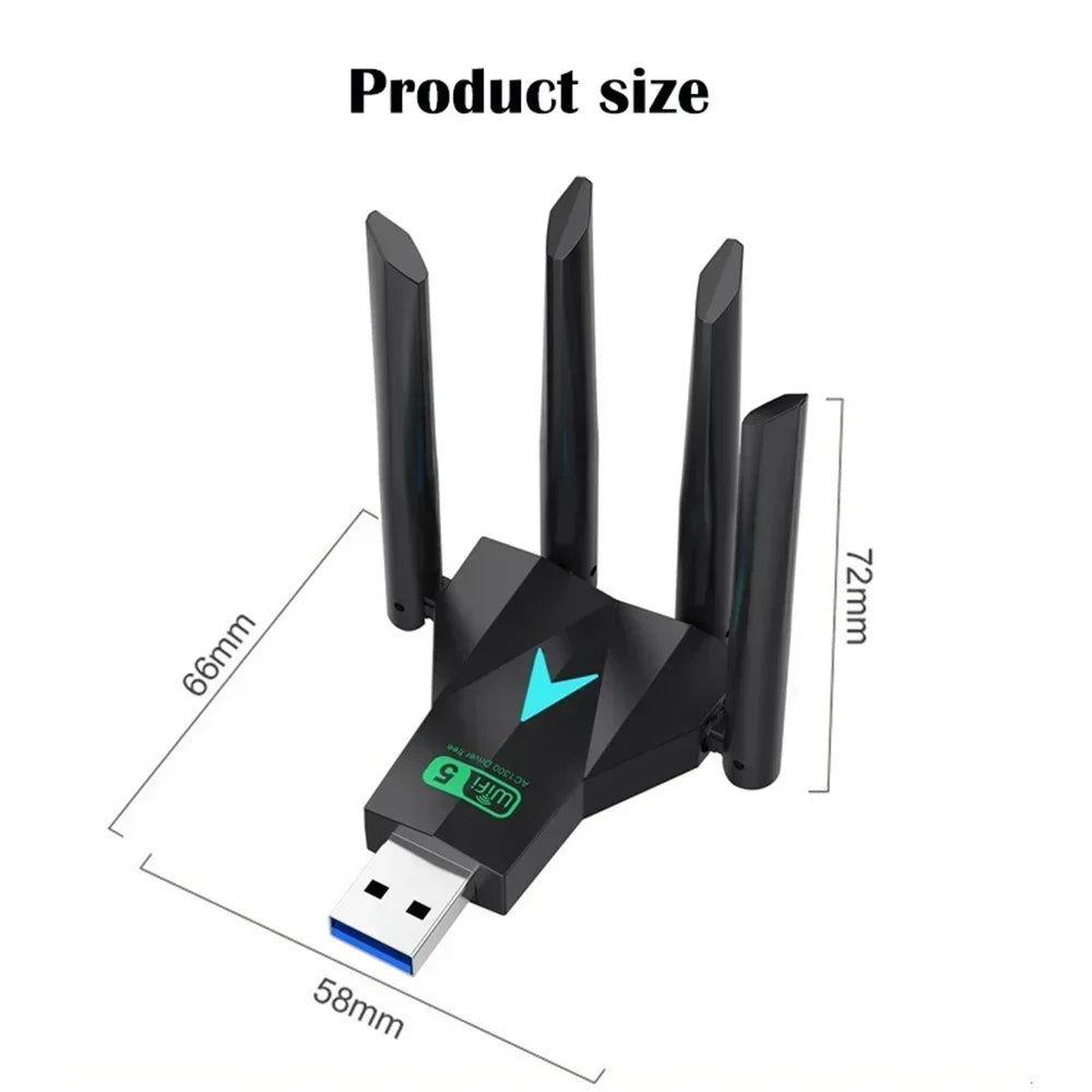 WIFI 1300Mbps Dual-Band USB 3.0 Wi-Fi Adapter (4 Antennas) | Gamers Point Bahrain 1300