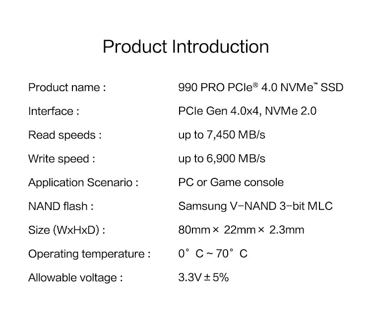 SAMSUNG 990 PRO SSD 4TB PCIe 4.0 M.2 2280 Internal Solid State Hard Drive for High End Computing Gaming Heavy Duty Workstation