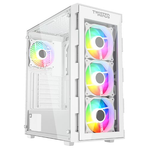 Twisted Minds Titan Glass Mid Tower Gaming Case - White  TM-GM-III-W Twisted Minds case  Gamers Point