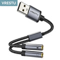 USB External Sound Card Jack 3.5mm Female USB Audio Adapter Headphone Micphone Sound Adaptor for Macbook Computer Laptop PC PS5 - CONNECTOR Gamers Point 3.500 