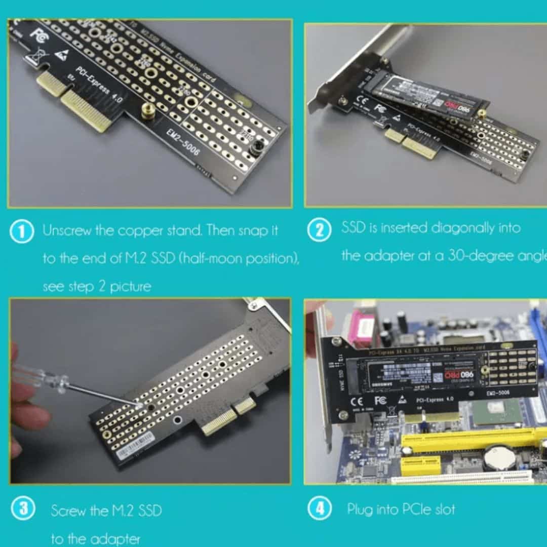 GLOTRENDS M.2 NVMe SSD Adapter PCIe X4 High-Speed 4TB Support