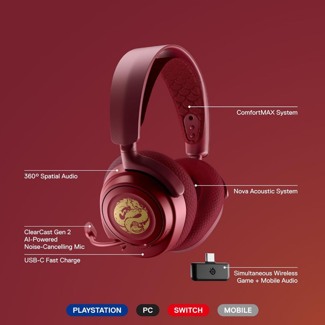 SteelSeries Arctis Nova 7 Wireless Gaming Headset – Dragon Edition