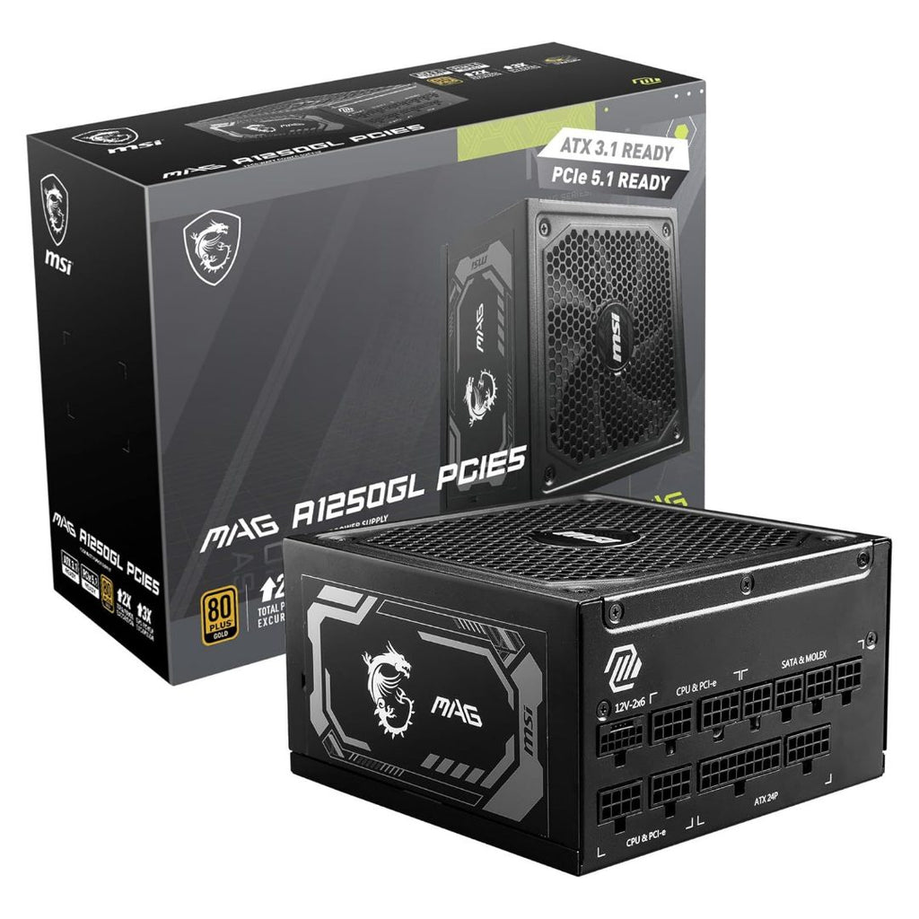 MSI MAG A1250GL PCIE5 Power Supply - 1250W 80 PLUS Gold Fully Modular ATX 3.0 | Gamers Point Bahrain