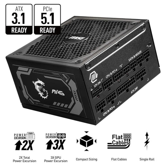 MSI MAG A1250GL PCIE5 Power Supply - 1250W 80 PLUS Gold Fully Modular ATX 3.0 | Gamers Point Bahrain