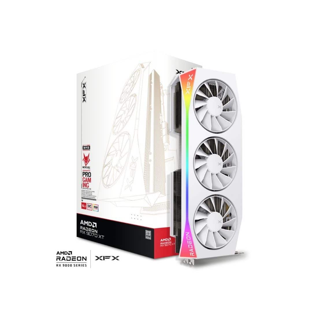 XFX Mercury RX 9070 XT OC Gaming Edition 16GB G6 3xDP GPU – White