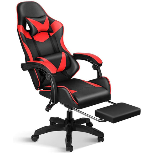 Budget Gaming Chair with Footrest Black and Red Ergonomic Seat Gaming Chair - Gamers Point Bahrain